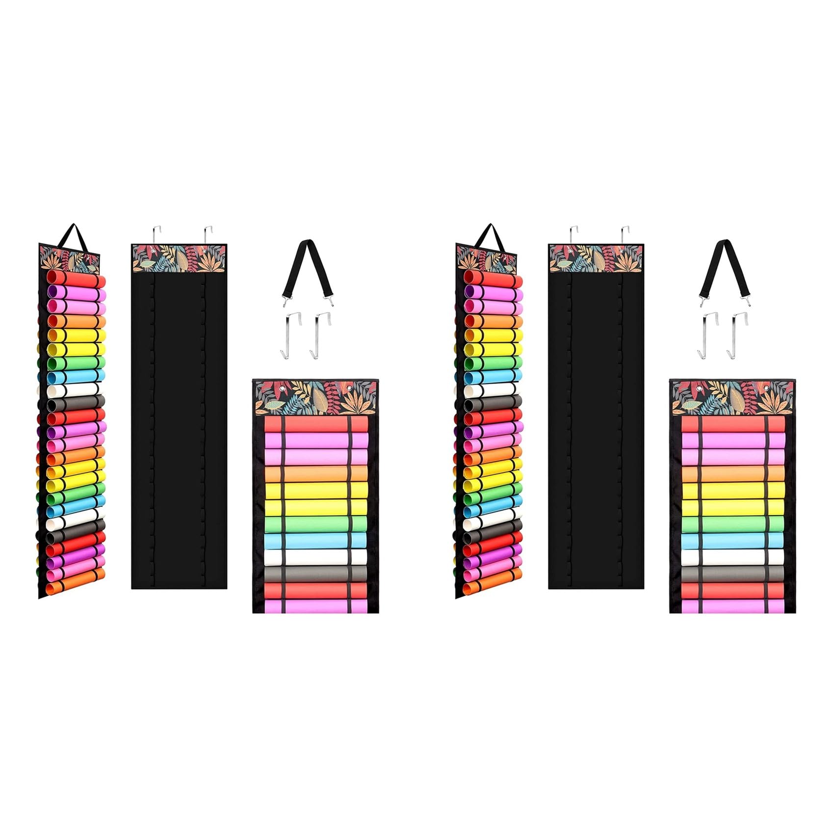 Aundhegrtt 2X Vinyl Roll Holder with 48 Compartments Vinyl Storage Organizer Craft Vinyl Storage Rack for Home Craft Room Door