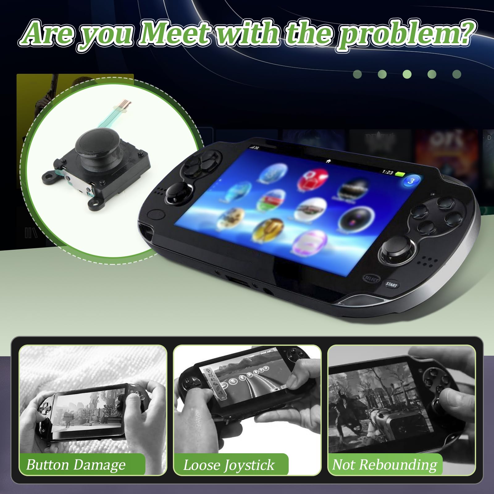 良 16G スティック対策 清掃  PS VITA PCH-2000 Substituição para Joystick PS Vita 2000 2001 para PSV 2000 PSV