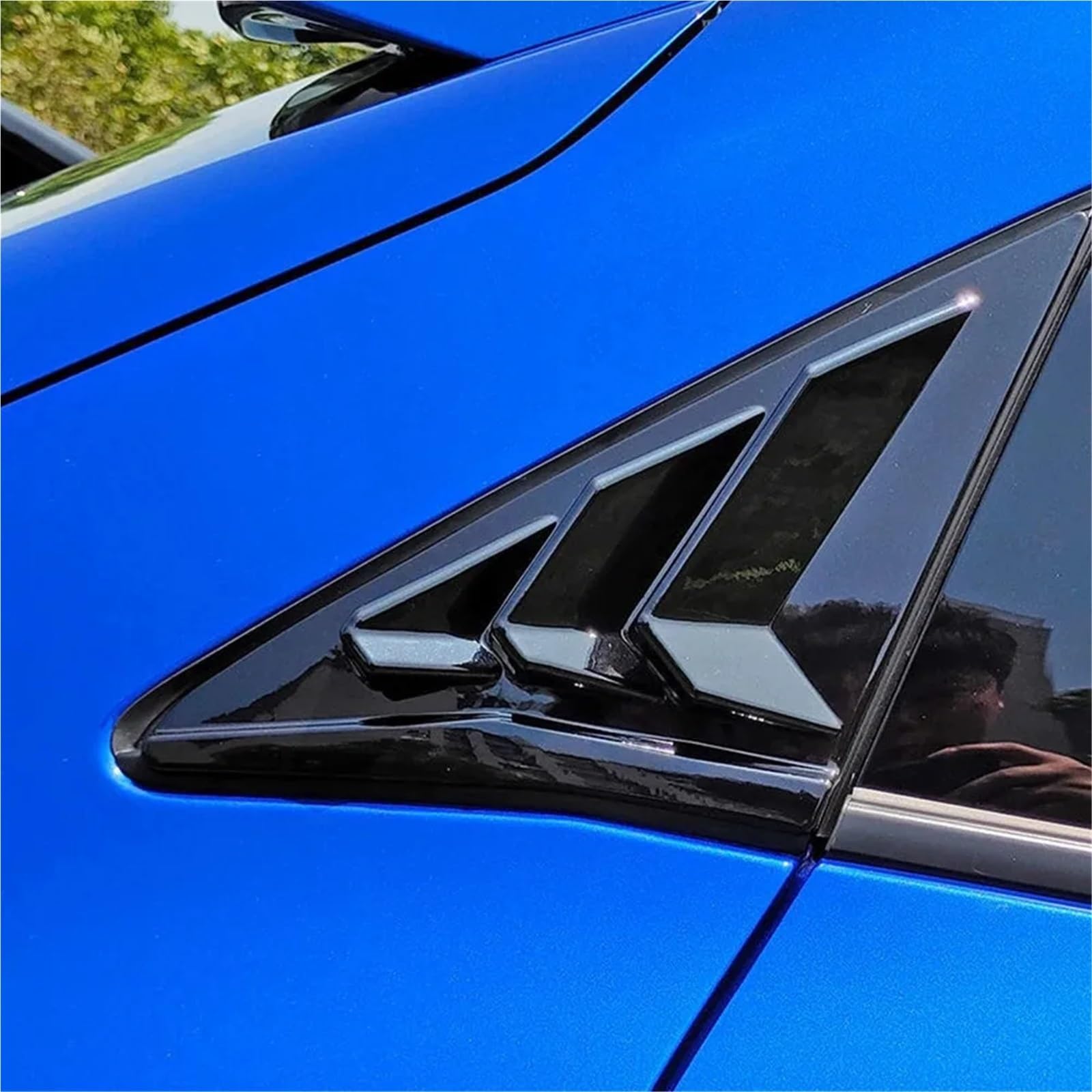 Osłona żaluzji tylnej szyby 2x żaluzje na tylne boczne szyby pasujące do Hondy Civic Type R Hatchback 2020-2021 ABS, żaluzje nawiewu powietrza Tylne okno trójkątne okno(Matte Black)