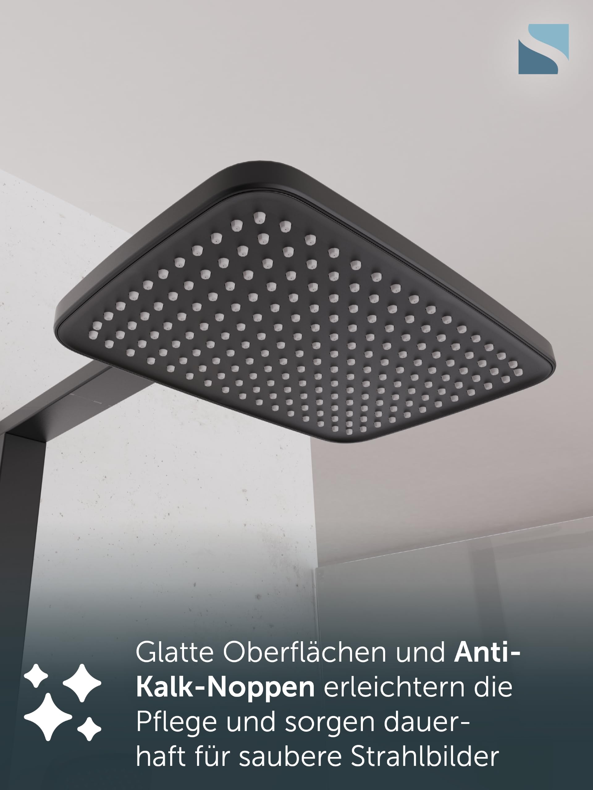 Schütte HAWAII Duschsystem mit Thermostat und Glasablage, Duschset mit 30x20cm Kopfbrause, Regendusche mit Wandhalterung und Duschkopf, Duschpaneel Duschsäule, Schwarz