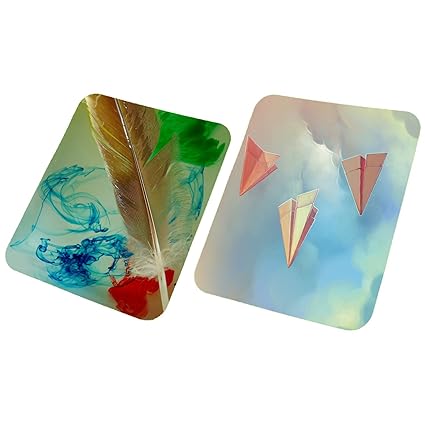 Clapcart Designer Printed Rubber Base Mat Finish Combo (Pack 2) Mouse Pads/Mousepads for PC/Laptop (Paper Rocket and Feather Design Print)