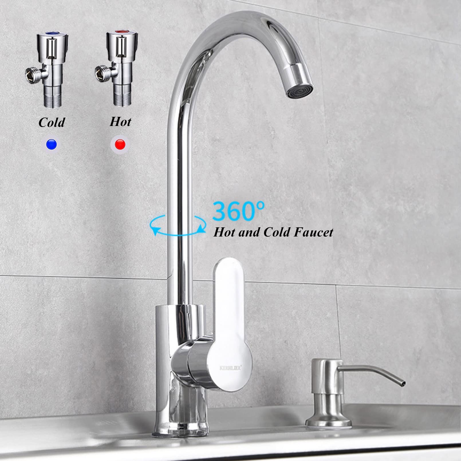 Lavello da Esterno autoportante in Acciaio Inox a Vasca Singola con rubinetti per Acqua Calda e Fredda, Ideale per ristoranti, Garage, Lavanderia e Locali Commerciali. Dimensioni: