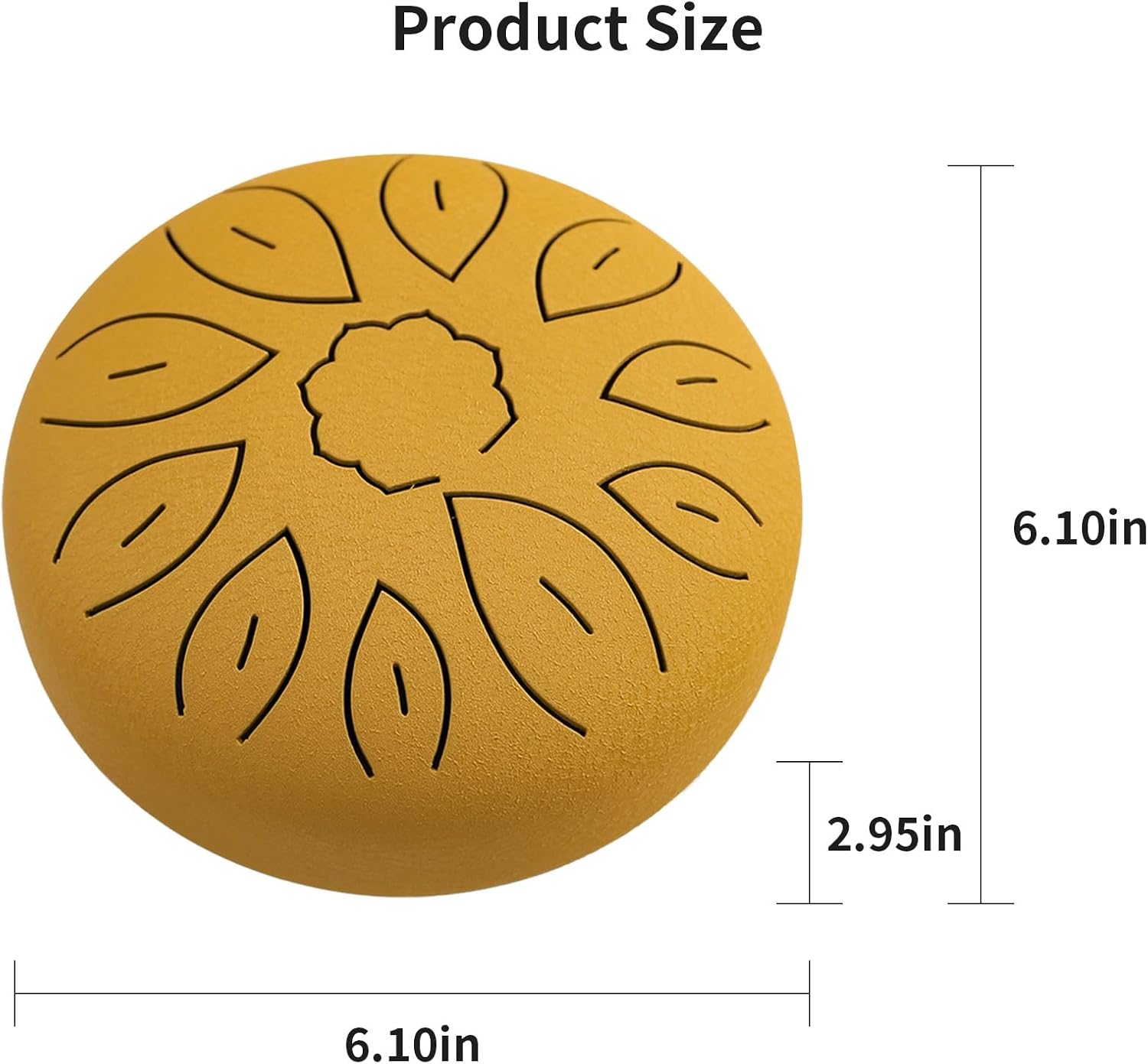 Yinhing Zen Drum, 11-Note Hollow Drum Steel Tongue Drum in C Key with Drumsticks Tutorial Finger Sleeves Stickers Bag Stand, for Beginners Music Lovers (Gold)