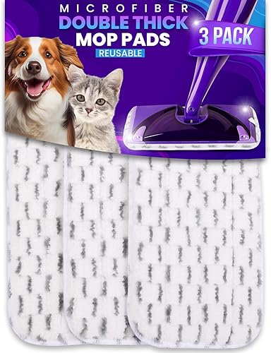 3 almohadillas reutilizables para trapeador de suelo compatibles con repuestos Swiffer Wet Jet, lavables a máquina, almohadillas húmedas de