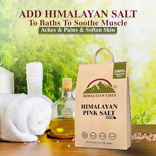 Miniatura 7 de Himalayan Chef Sal rosa del Himalaya, granos finos certificados Kosher, sin OMG, sal condimentadora, 100% pura y vegana con 84 oligominerales y 5