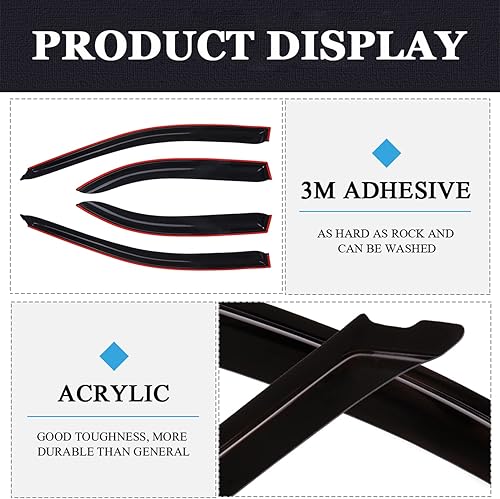 Miniatura 2 de OCPTY Compatible con Toyota 2002-2006 para Camry - Protectores de lluvia con cinta adhesiva, deflectores de viento para ventana lateral, 2 piezas