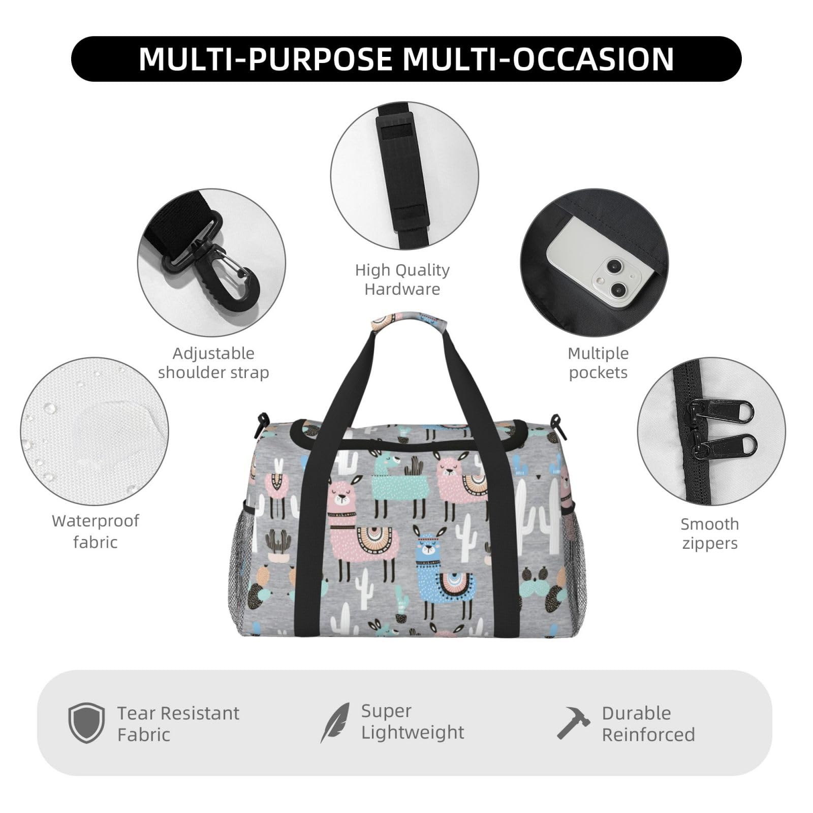 Lama kaktus torba na ramię kobiety mężczyźni podróżna torba crossbody torebka torba na ramię torebki robocze codzienna torba hobo
