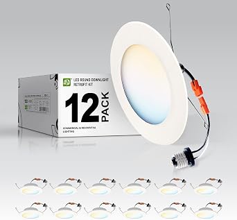 ASD 12 Pack Retrofit LED Recessed Lighting 6 Inch, 5CCT Wafer Lights