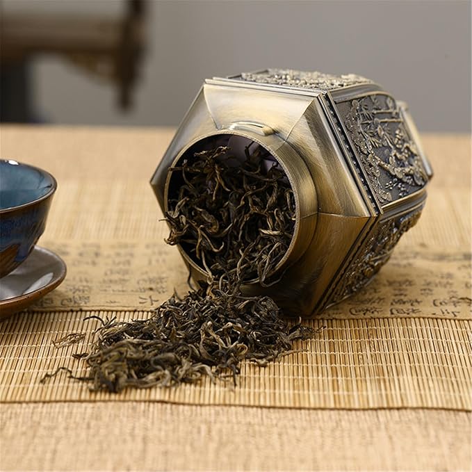Lata de metal retro para café, té y sal con tapa hermética miniatura 5
