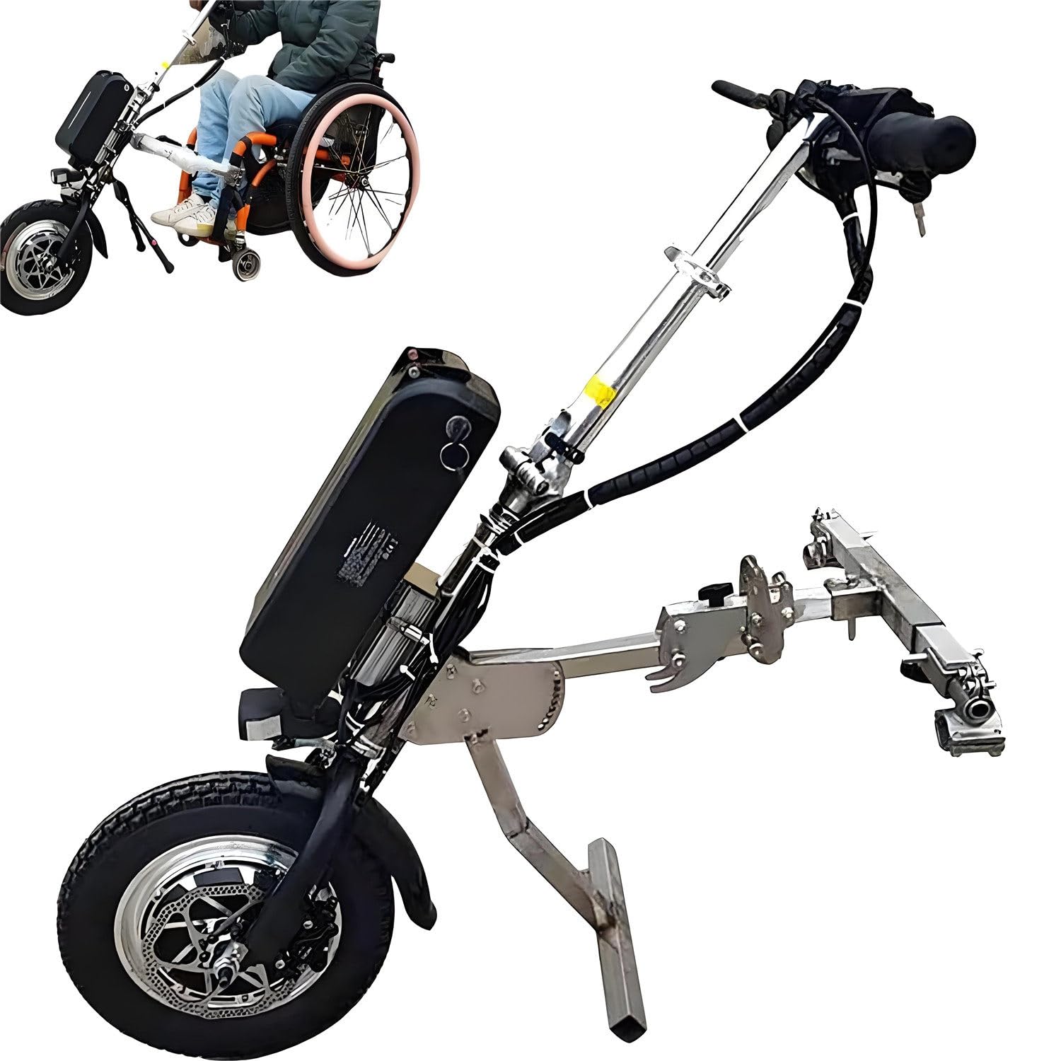 Accesorio de potencia para silla de ruedas, ligero, cabezal de accionamiento eléctrico, 3 velocidades, dispositivo portátil de tracción de tractor para silla de ruedas manual