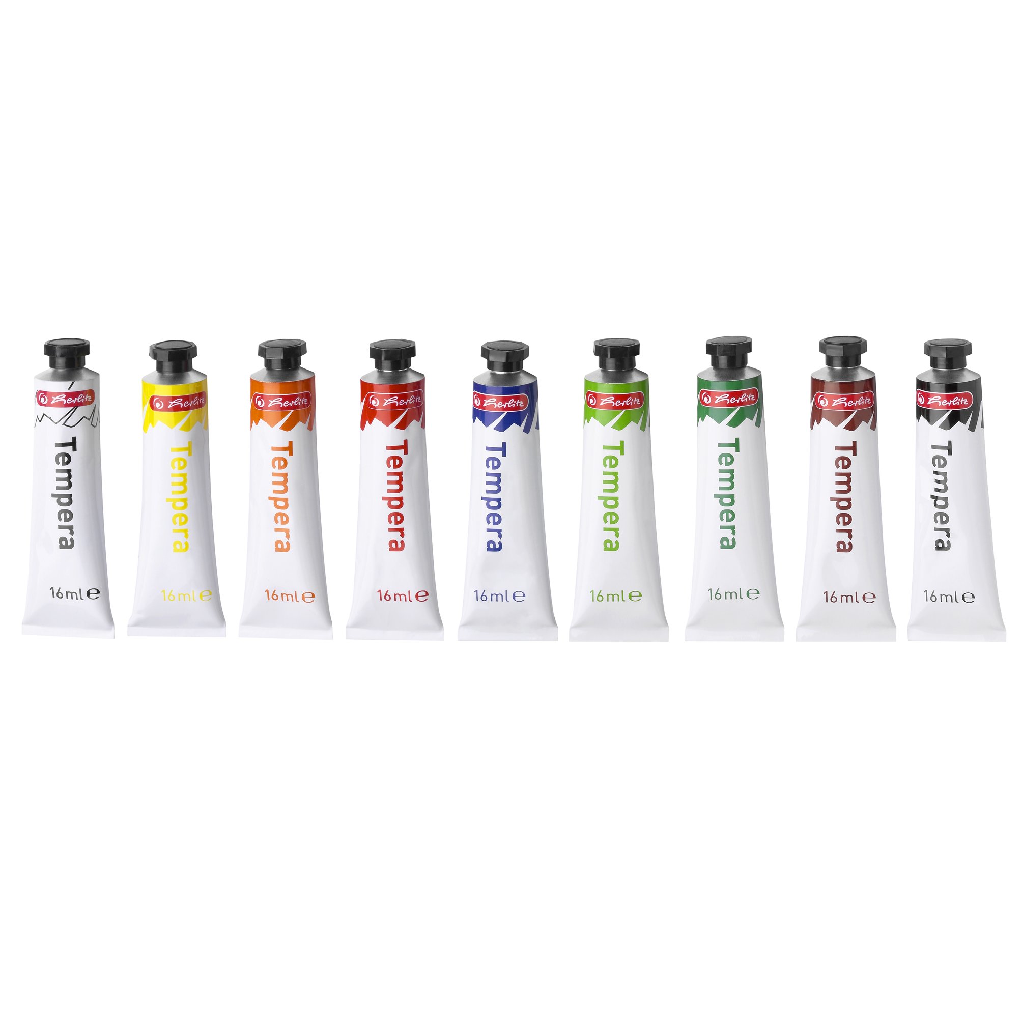 Herlitz® Farby Tempery 6 Kolorów | Zakręcane Tubki po 16 ml | Nietoksyczne farby do majsterkowania | Malowanie Szkolne Obrazów Rękodzieł Plakatów | Wyciskane | Światłotrwałe| Kolorowe