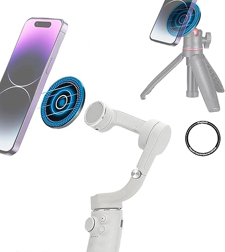 OM6 Soporte magnético para anillo con abrazadera para trípode para teléfono inteligente con orificio de 14 pulgadas compatible con estabilizador de