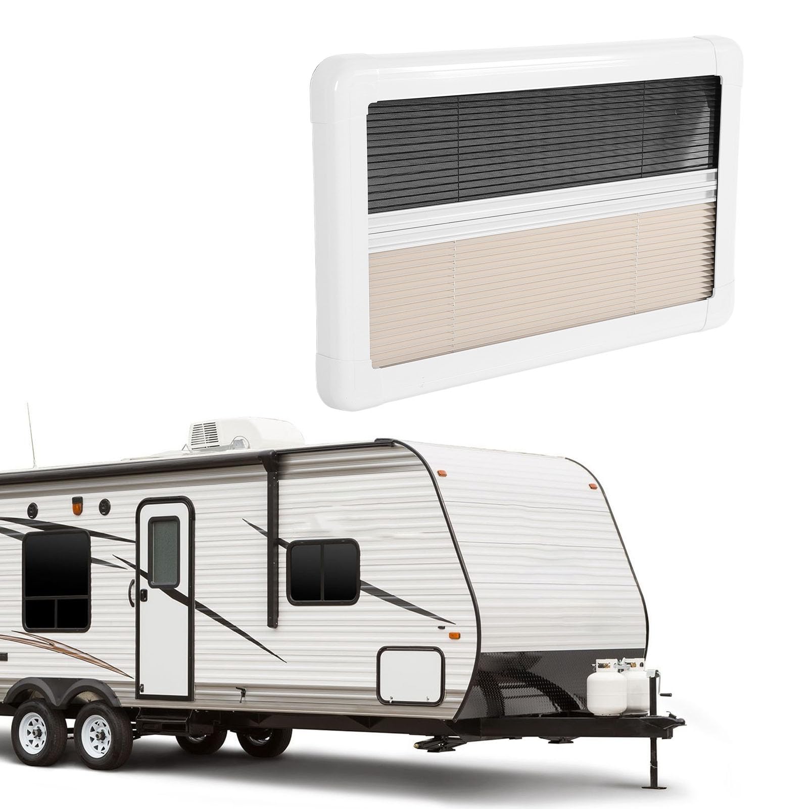 Rideaux de Protection Solaire 28x16 Pouces en Fibre Abslasse pour Isolation Thermique et Blocage des Rayons UV pour Fenêtres de Caravane, Maison, Camping, Résidence Seasonnière