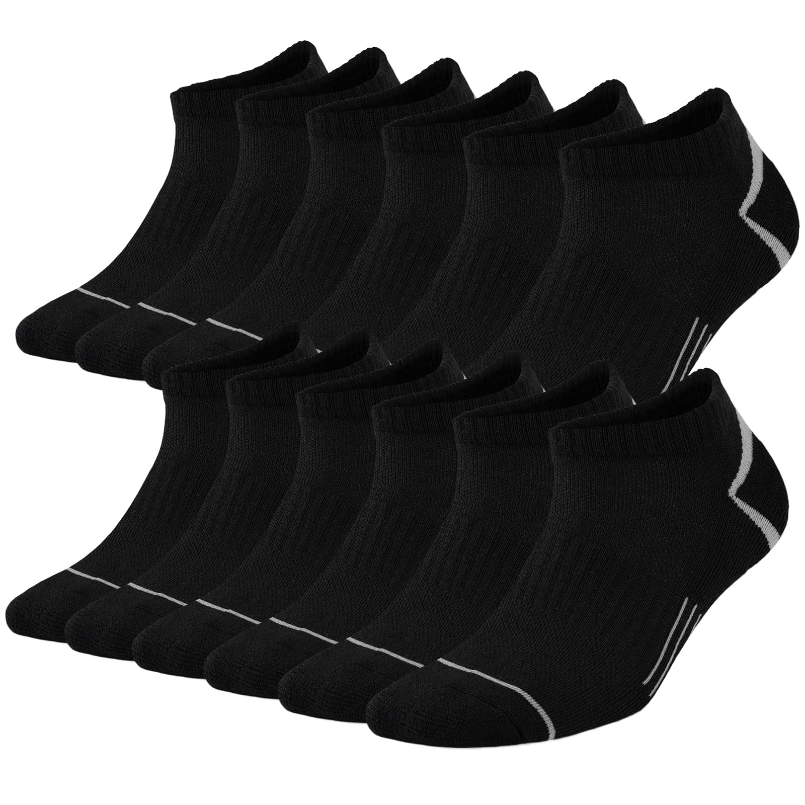 COOPLUS 12 Pack Men's Athletic Ankle Socks Cushioned Running Breathable Low Cut Casual Socks