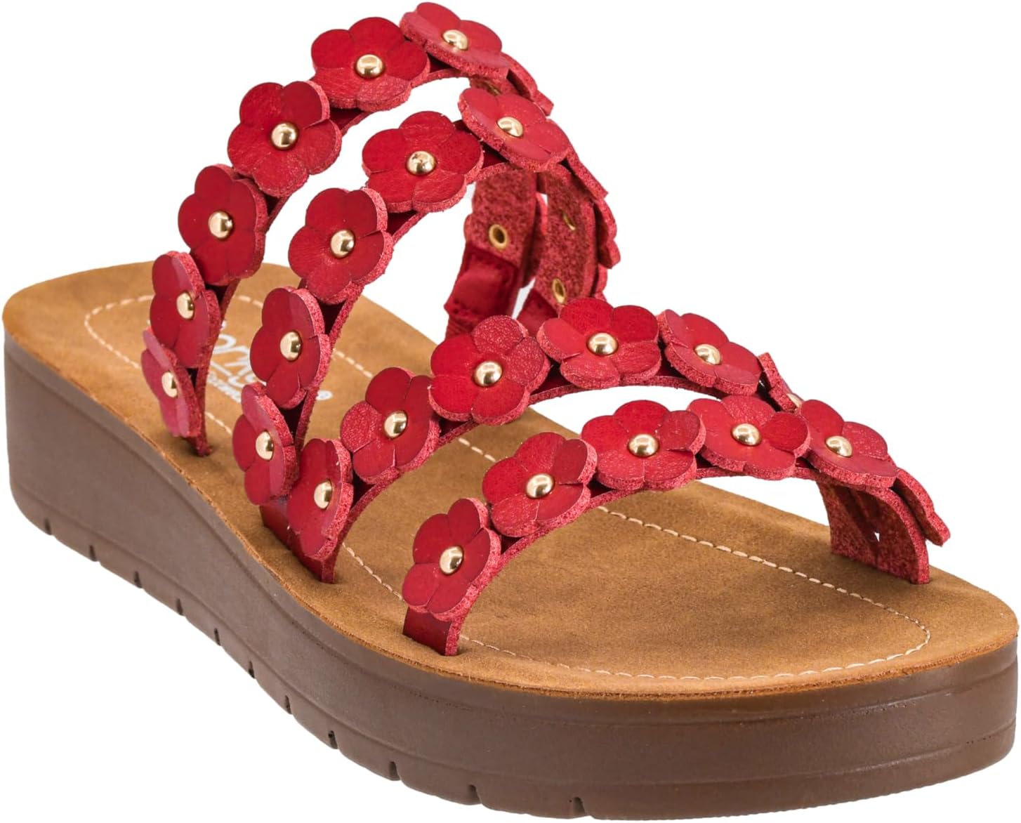 Corkys Footwear Women's Garden Party Sandal – Featuring a Strappy Upper with 3D Flower Accents, Cushioned Insoles for All-Day Comfort, and a Slip-On Design