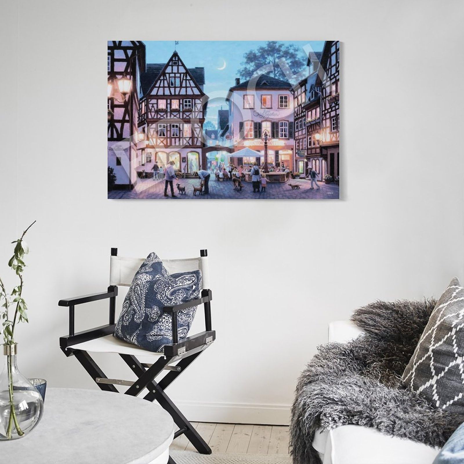 Amazon.co.jp: 笹倉鉄平 散歩の時間に 絵画 ポスター 工芸品の装飾品