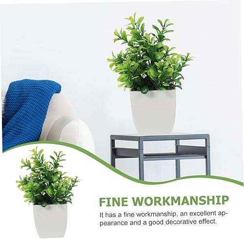 Miniatura 7 de Cabilock 4 piezas de planta artificial en maceta, planta de bonsái falsa de hoja verde, decoración de mesa, mini planta falsa, adornos de