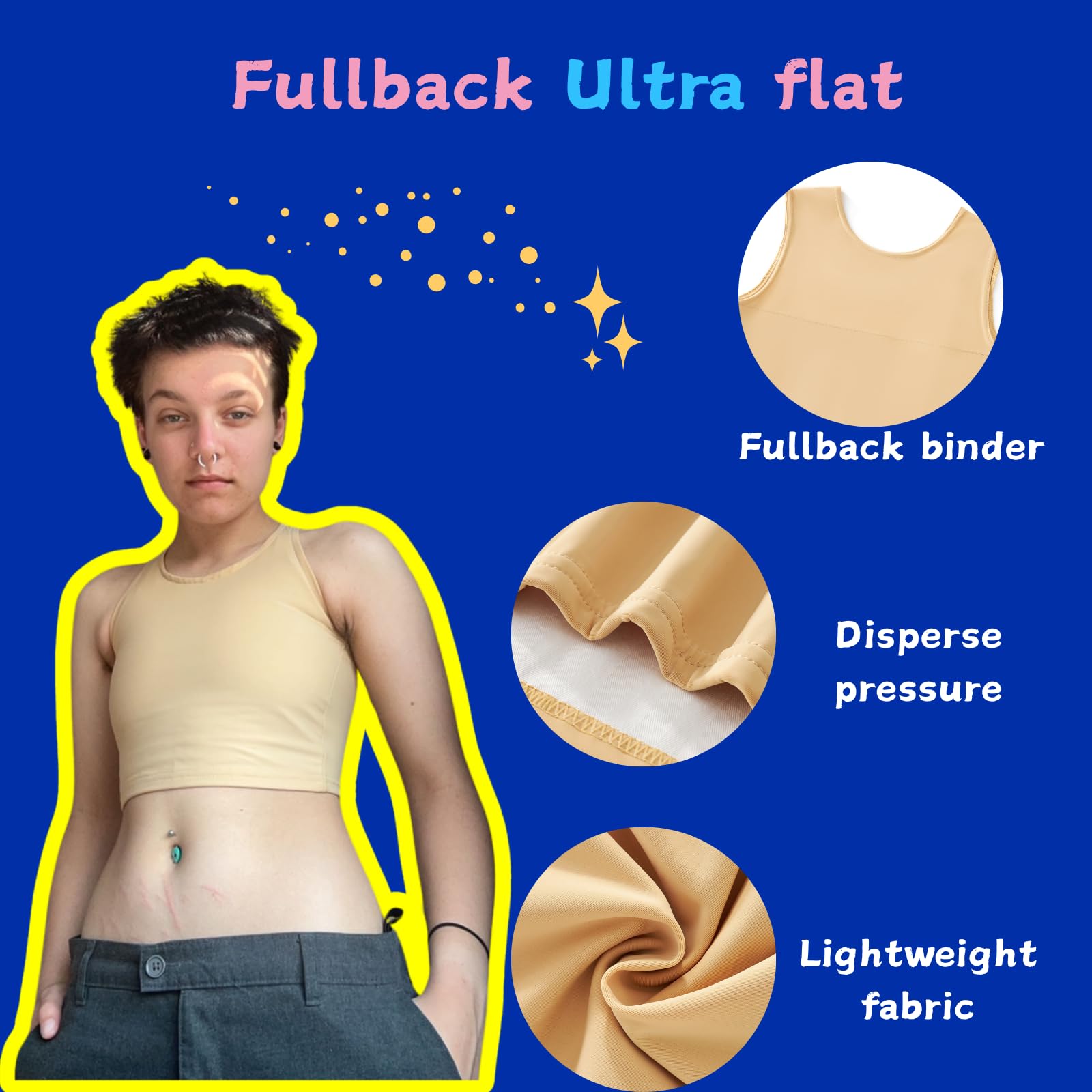 Wonababi Brustbinder für Transgender – Fullback Ultraflacher Kompressions-BH für FTM, große Brüste