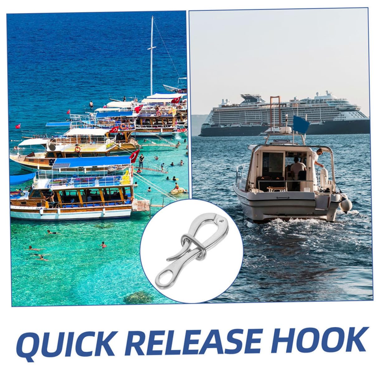VANZACK Sturdy Stainless Steel Hook Quick Release Outdoor Sailing Hook for Lifeboat