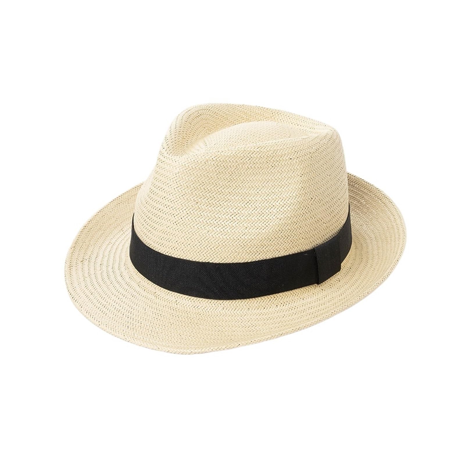 Cappello Jazz a Tesa Corta in papiro Intrecciato a Mano per L'Estate - Cappello di Paglia con Protezione Solare