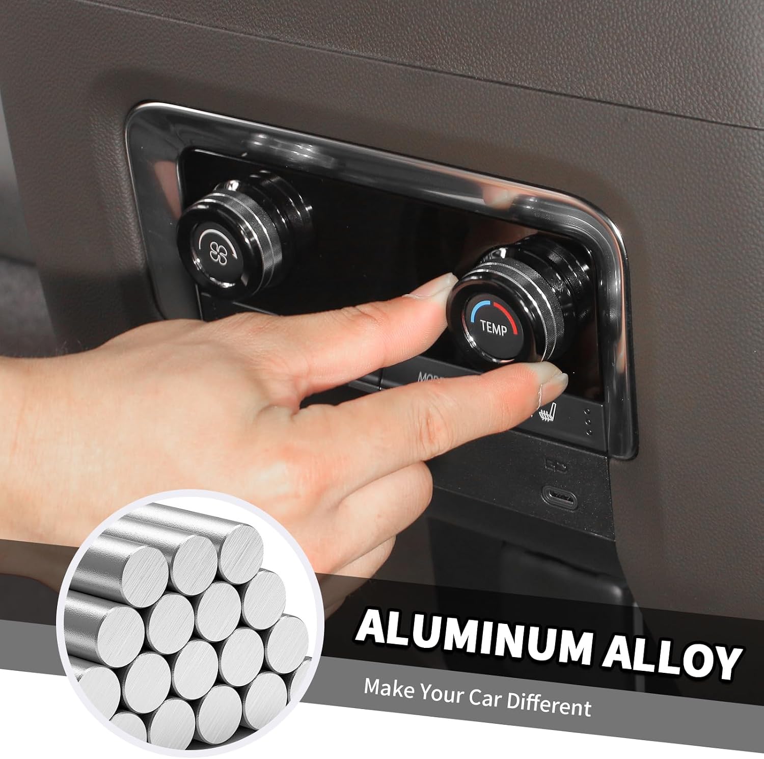 Jimen for Tahoe Center Console Knob Covers, 7PCS AC Air Conditioning Volume Control Button Headlight Switch Trim Ring Fit for Chevrolet Tahoe 2024-2025 (Black)