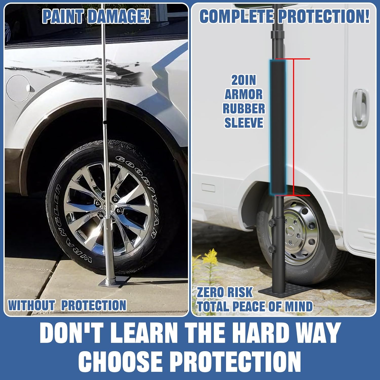 Tailgate Flag Pole with Tire Mount, 20 FT Heavy Duty Portable Flag Pole Kit for Tailgating, RV Telescoping Flagpole with Base for Camping, Outdoor Tailgating, Party, Camper