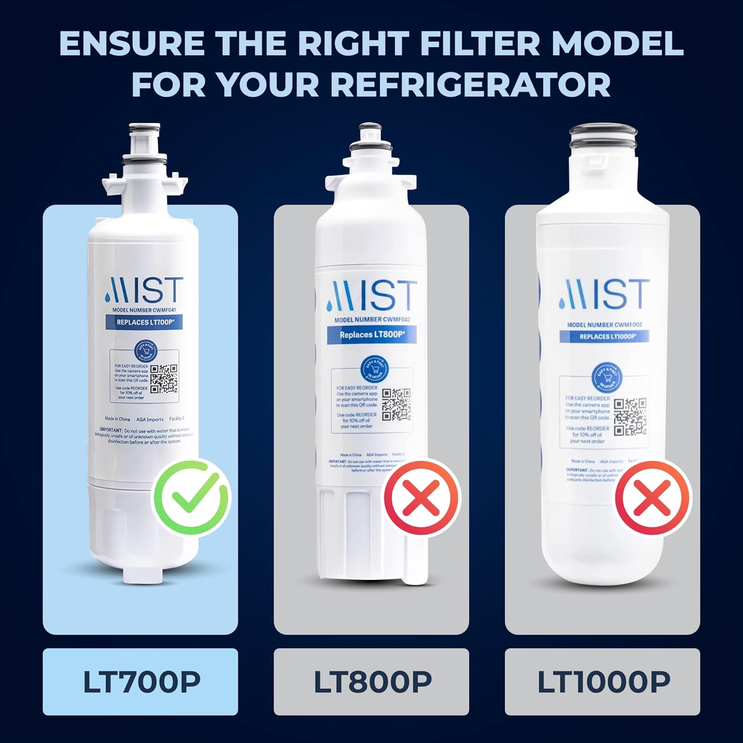 Mist Fresh LT120F Refrigerator Air Filter Replacement and ADQ36006101 Water Filter Replacement for LG, ADQ36006102, Kenmore Elite 9690, 46-9690, 469690, RFC 1200A, FML-3, (3 & 3 Pack bundle)