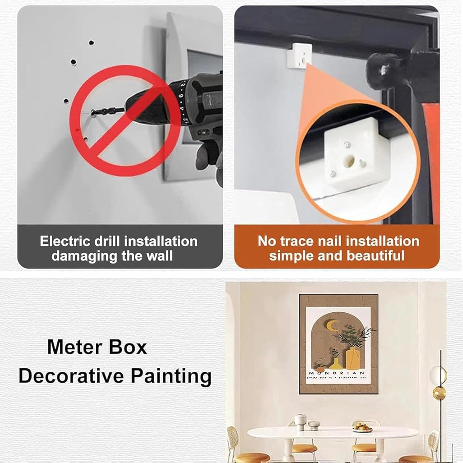 Decorative Electric Meter Cover, Detachable Safety Panel for Wall Mounted Electrical Box, Artistic Painting to Hide Utility Meters