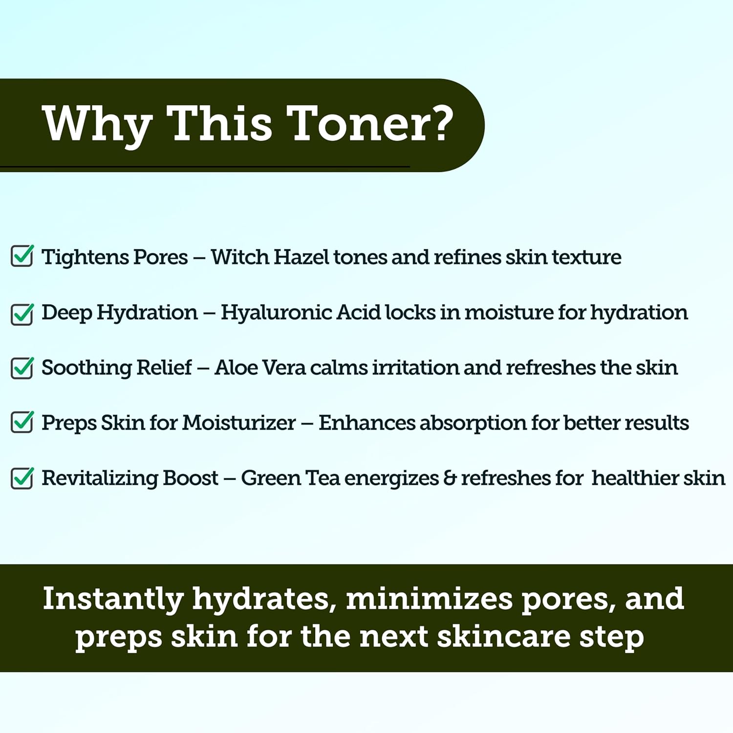 Face Toner for Men | Organic Witch Hazel, Hyaluronic Acid & Green Tea | Pore Minimizer, Hydration, Astringent, Face Tightener, Hydrating Toner, Oil Control, | Facial Toner & Men Skin Care - Image 3
