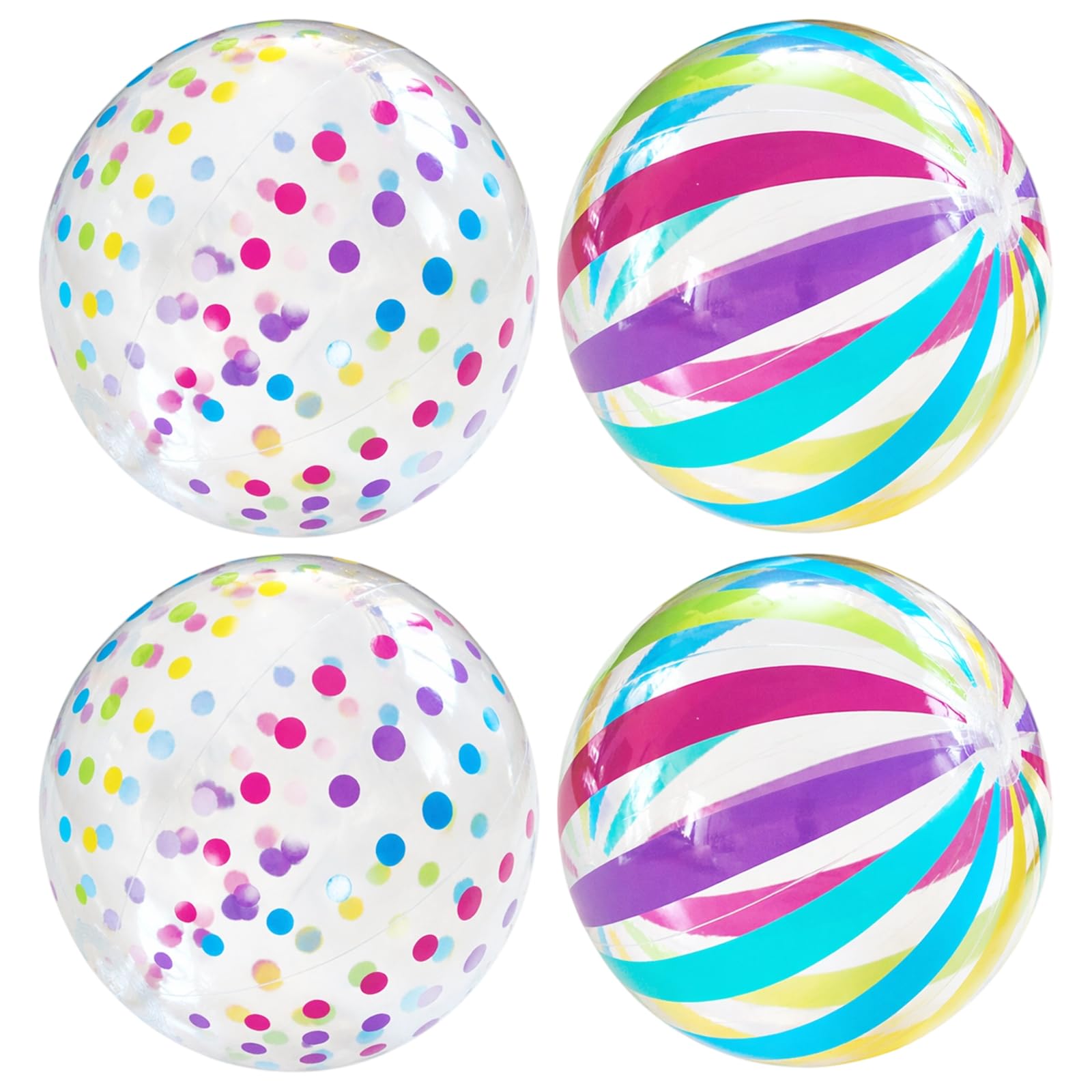 TUBAWD 4Pcs Beach Ball, Beach Balls Inflatable, For Beach Water Games and Pool Party Activities, Family Outdoor Gatherings, Transparent Design with 40 cm Size Before Inflation ﻿