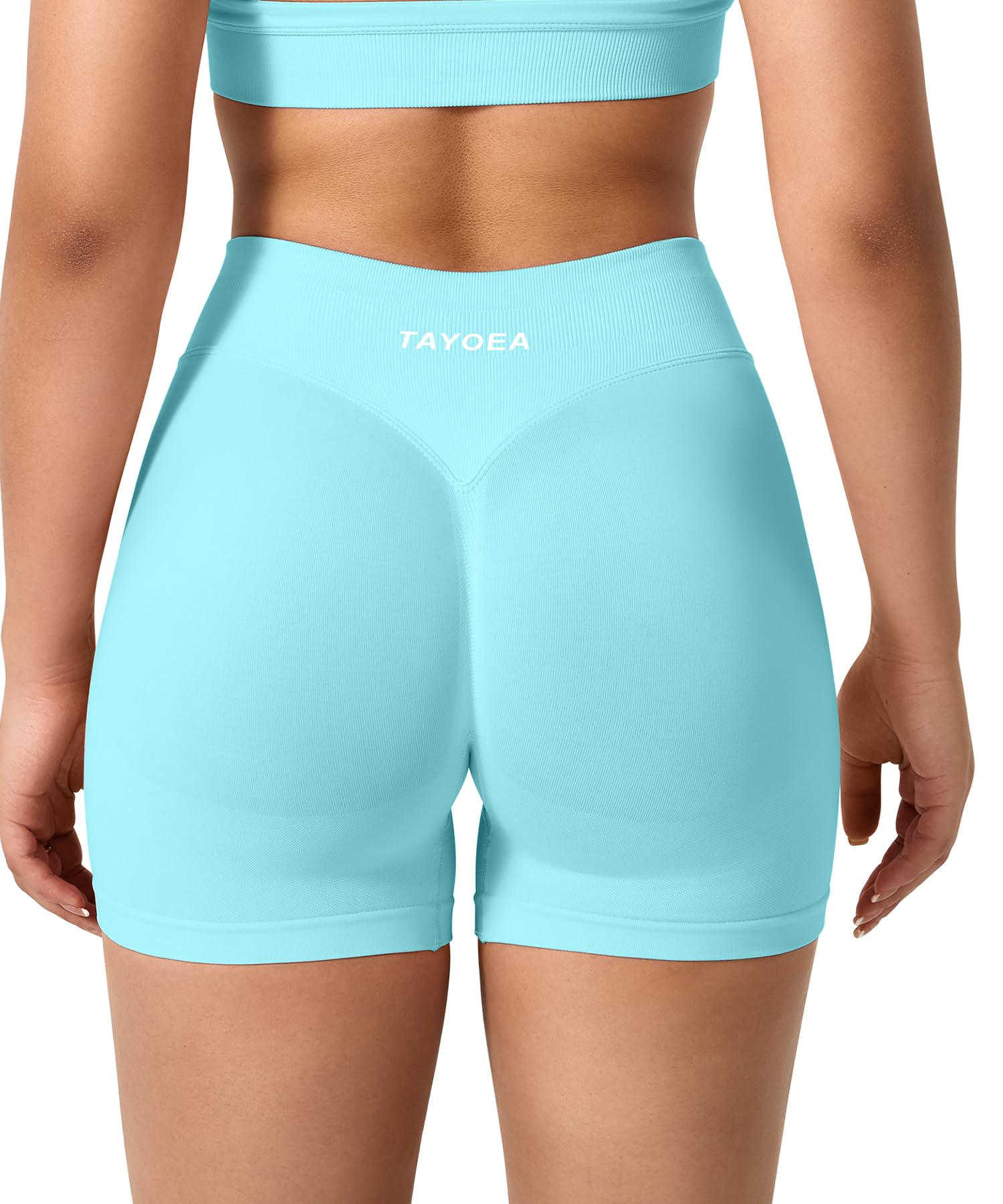 TAYOEA Pantalones Cortos Ciclismo Deportivos para Mujer Mallas Correr Cintura Alta Gimnasio Fitness Yoga Medias Push Up Booty Butt Scrunch Opaco Sin Costuras