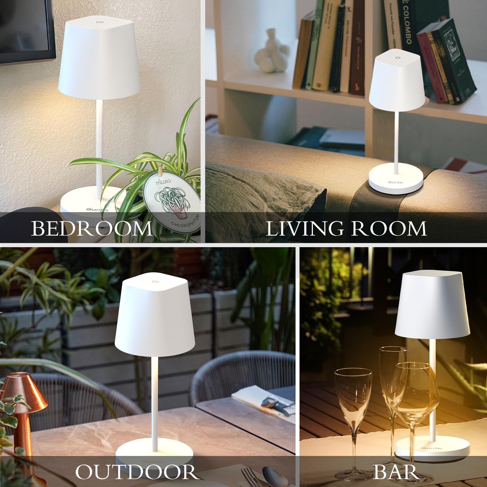 Quntis Lot De 2 Lampes De Table RGB Rechargeables - Sans Fil, étanches IP44, Tactiles, Pour Intérieur/extérieur