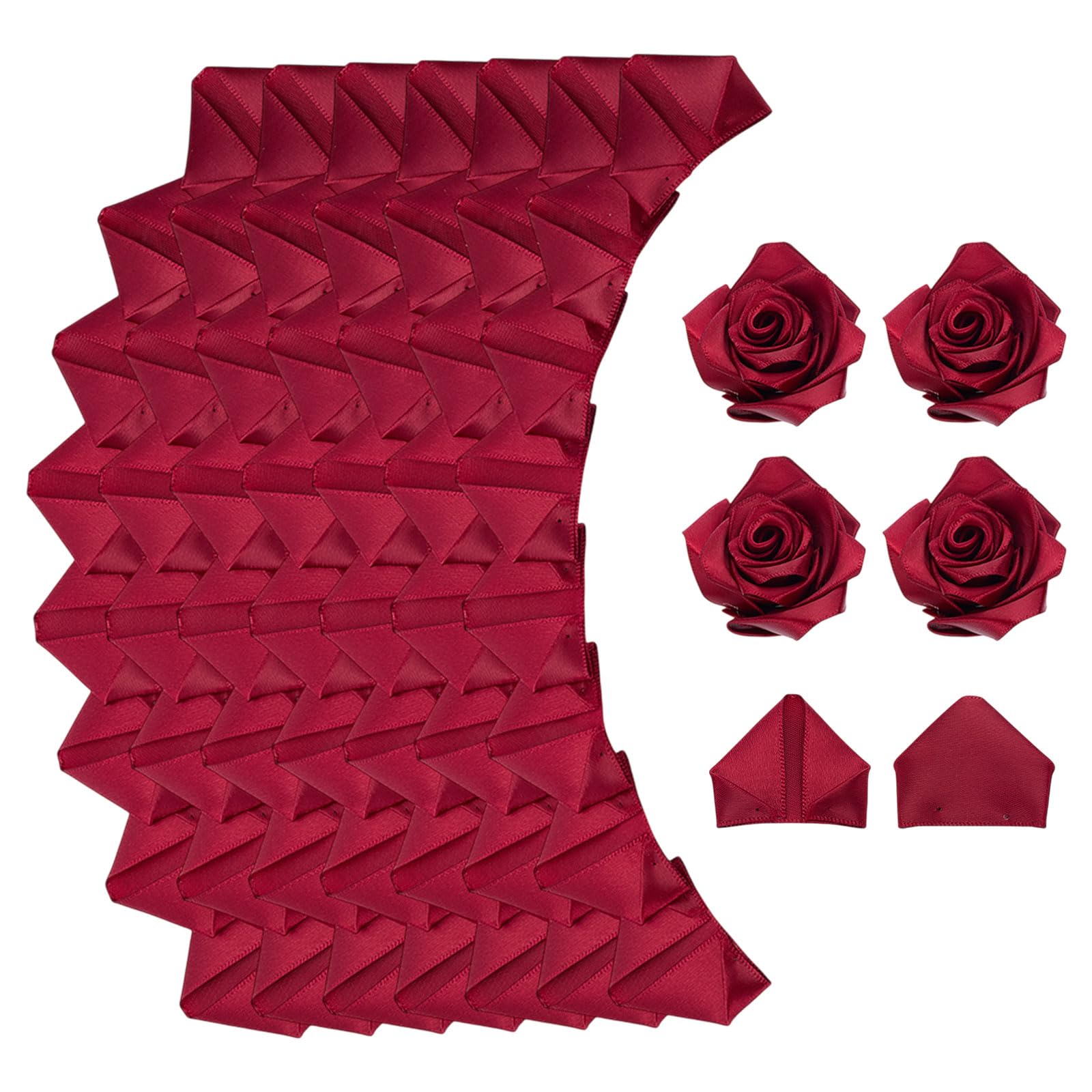 Pétales de rose en ruban de satin ORIGACH : lot de 500 pièces rouges pré-faites