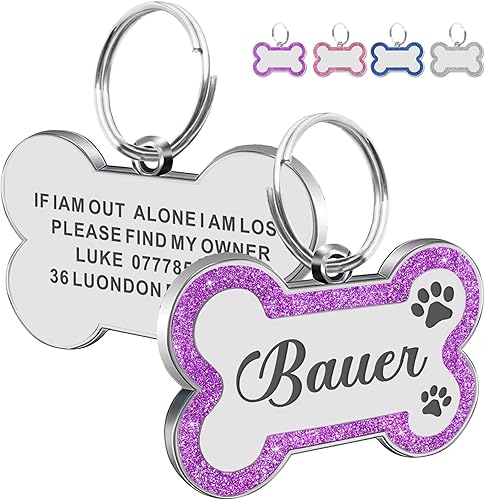 Miniatura 10 de Etiquetas para perros personalizadas para mascotas, etiquetas de nombre para perro, etiqueta para perro personalizada grabada con cualquier nombre y