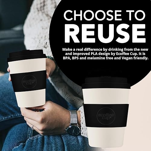 Miniatura 9 de Ecoffee Cup Waicara - Taza de café reutilizable de 11.8 fl oz, ecológica, 100% a base de plantas, con tapa y funda de silicona, sin melamina y