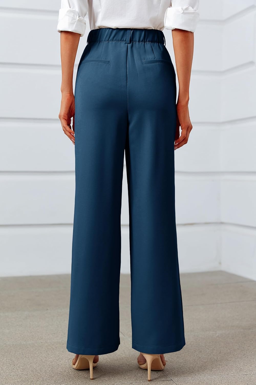 Cicy Bell Womens Side Split Dress Pants Elastic High Waisted Wide Leg Business Casual Trousers with Pockets - Image 3