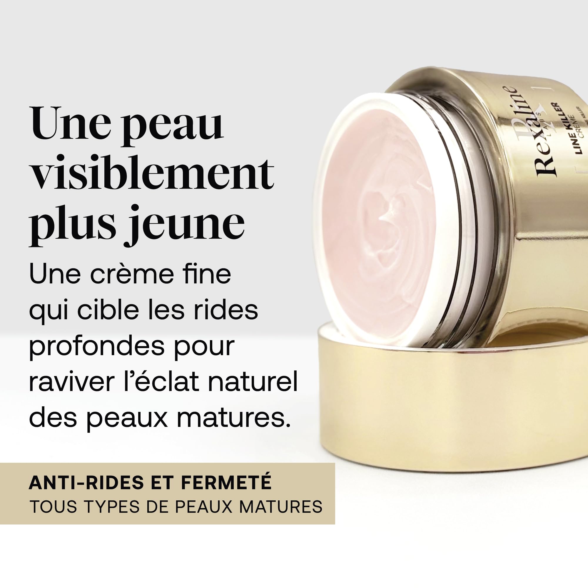 Rexaline LINE KILLER Crème Anti-Rides Raffermissante – Acide Hyaluronique RX2 & Lipopeptides DWK – Lisse, Repulpe & Raffermit – Peaux Matures – 50ml