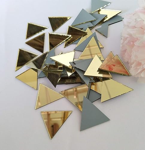Miniatura 6 de ACFENG Juego de 100 piezas de mosaico de espejo de vidrio real triangular de 1 pulgada, espejo triangular de vidrio real, accesorio de manualidades