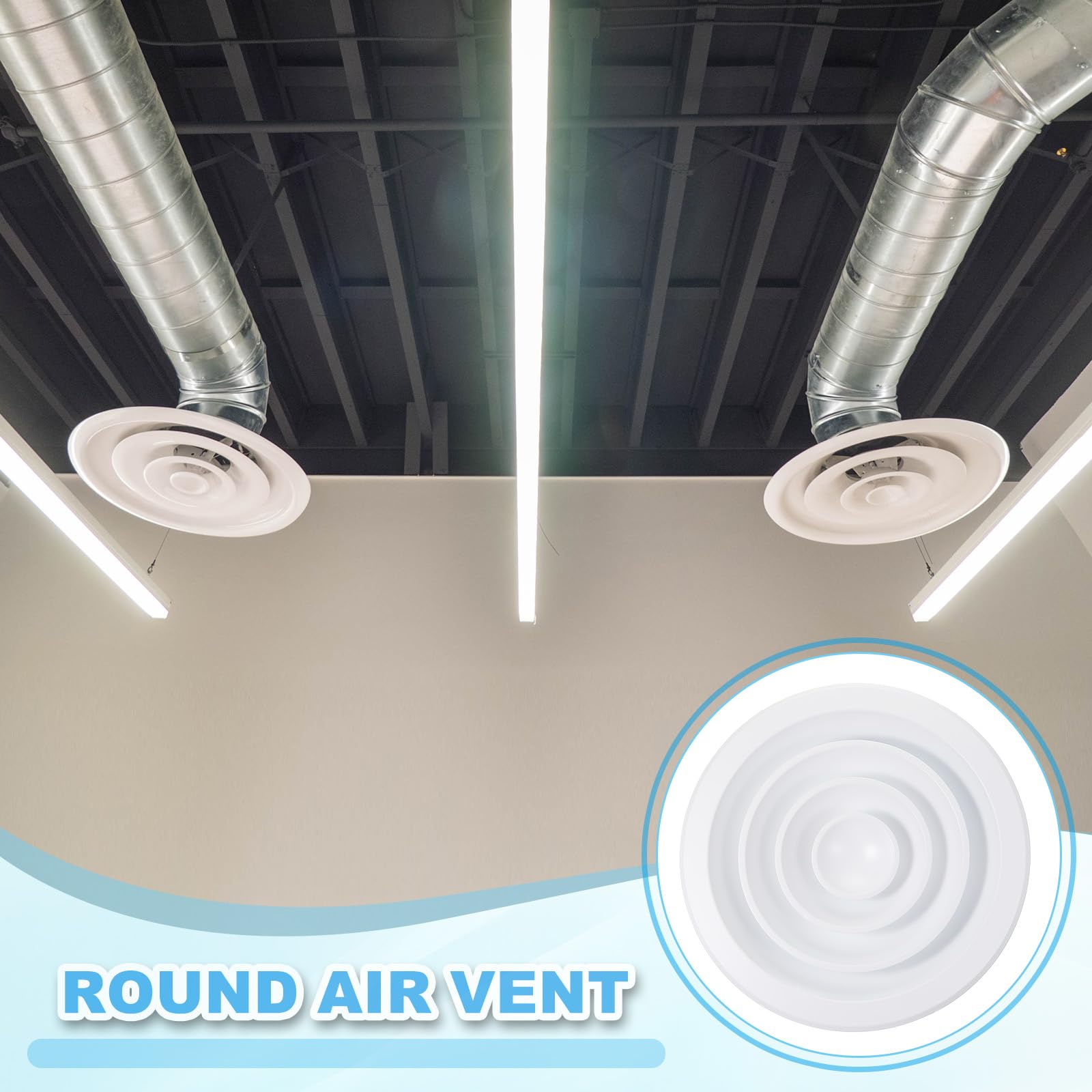 PATIKIL Rejilla Redonda De 10" Para Aire, Difusor De Techo De Aluminio Para Ventilación De Suministro O Extracción De Aire HVAC Coberturas Para Conductos De Aire Acondicionado, Blanco