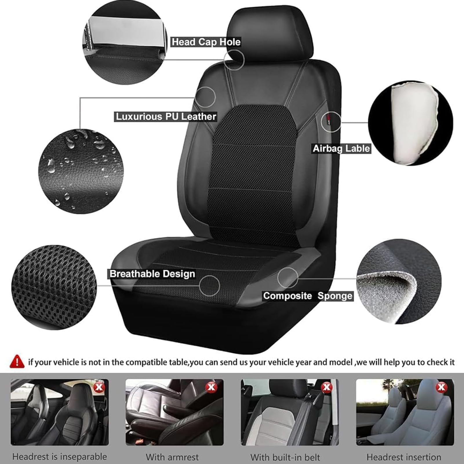 Autositzbezüge für VW Beetle Phaeton Multivan Magotan Touareg, Sitzbezüge Auto Komplettset Kunstleder Wasserdicht rutschfest Autositzschoner Vorne Rücksitz,C