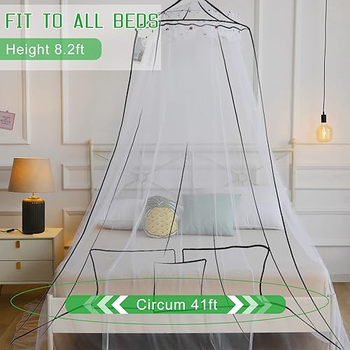 Vista 2 de Toldo de cama con mosquitera para niñas, cortinas de cama King con dosel tamaño Queen desde el techo, tienda de campaña para cama individual