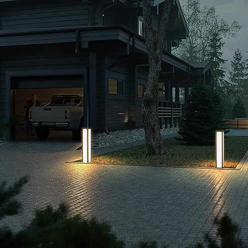 Miniatura 7 de Linkmoon Luz de camino de paisaje, 32 "moderna iluminación de bolardo de lujo al aire libre LED con IP54 impermeable para césped, patio, entrada,