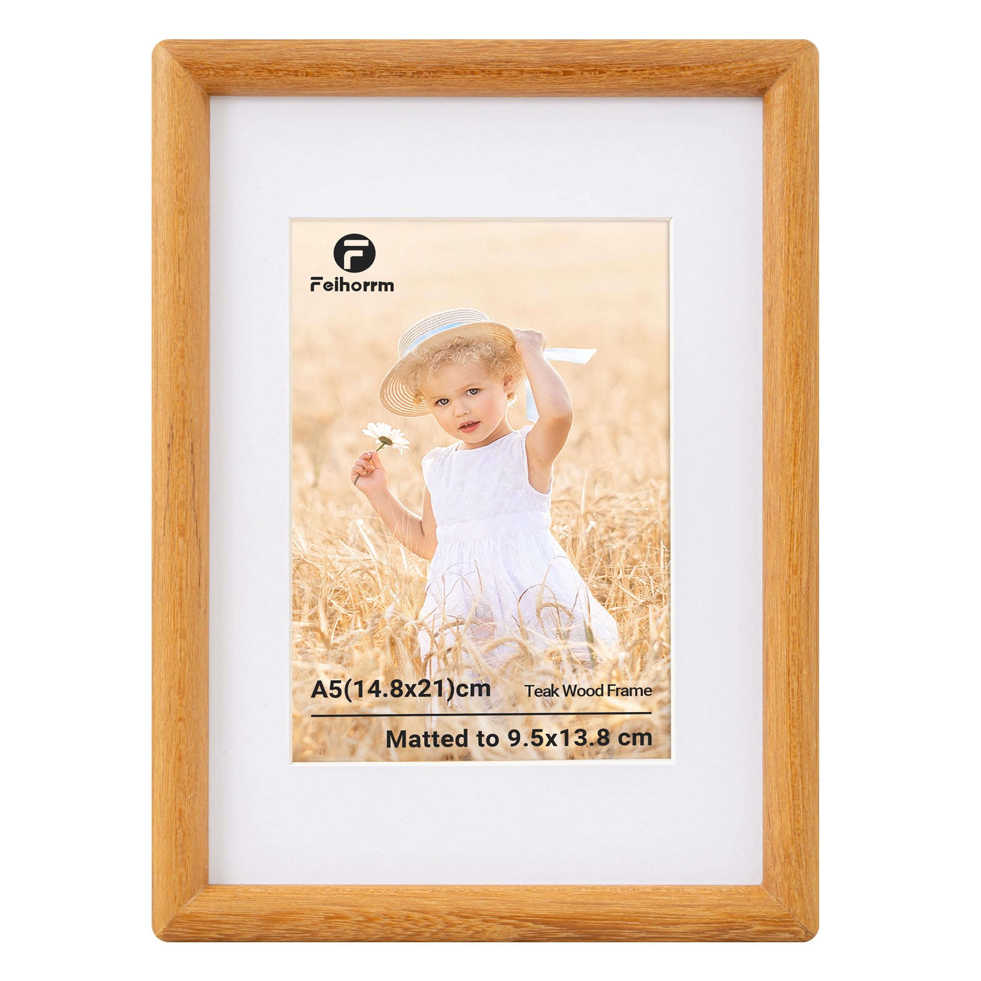 Feihorrm A5 Frame, Teak Picture Frame, Wooden Photo Frame