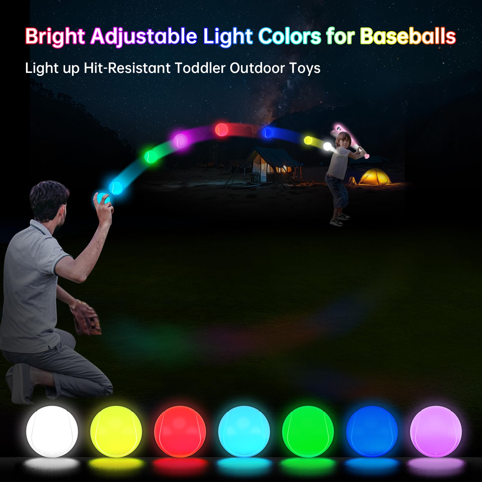 Leshein T Ball Set, Light Up LED Baseball Toys For