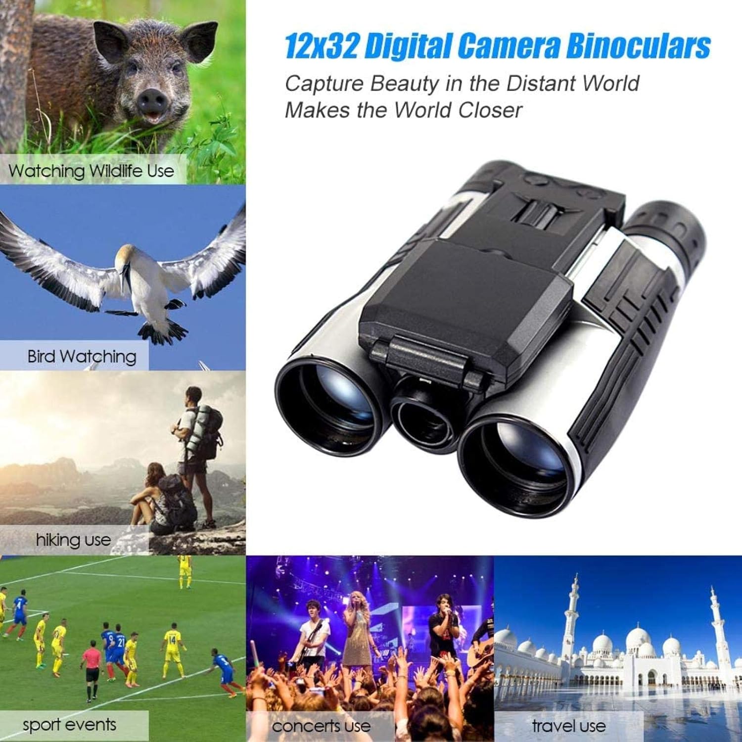 12X32 HD 双眼鏡望遠鏡デジタルカメラ 5 MP デジタルカメラ 2.0TFT ディスプレイ フル HD 1080P