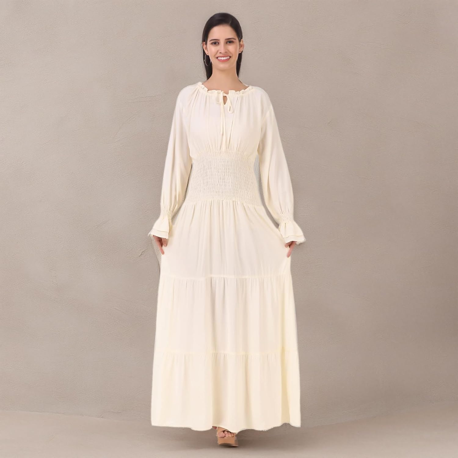 ThePirateDressing Renaissance Costume Women Long Sleeve Medieval Dress Peasant Maxi Dress - Image 7