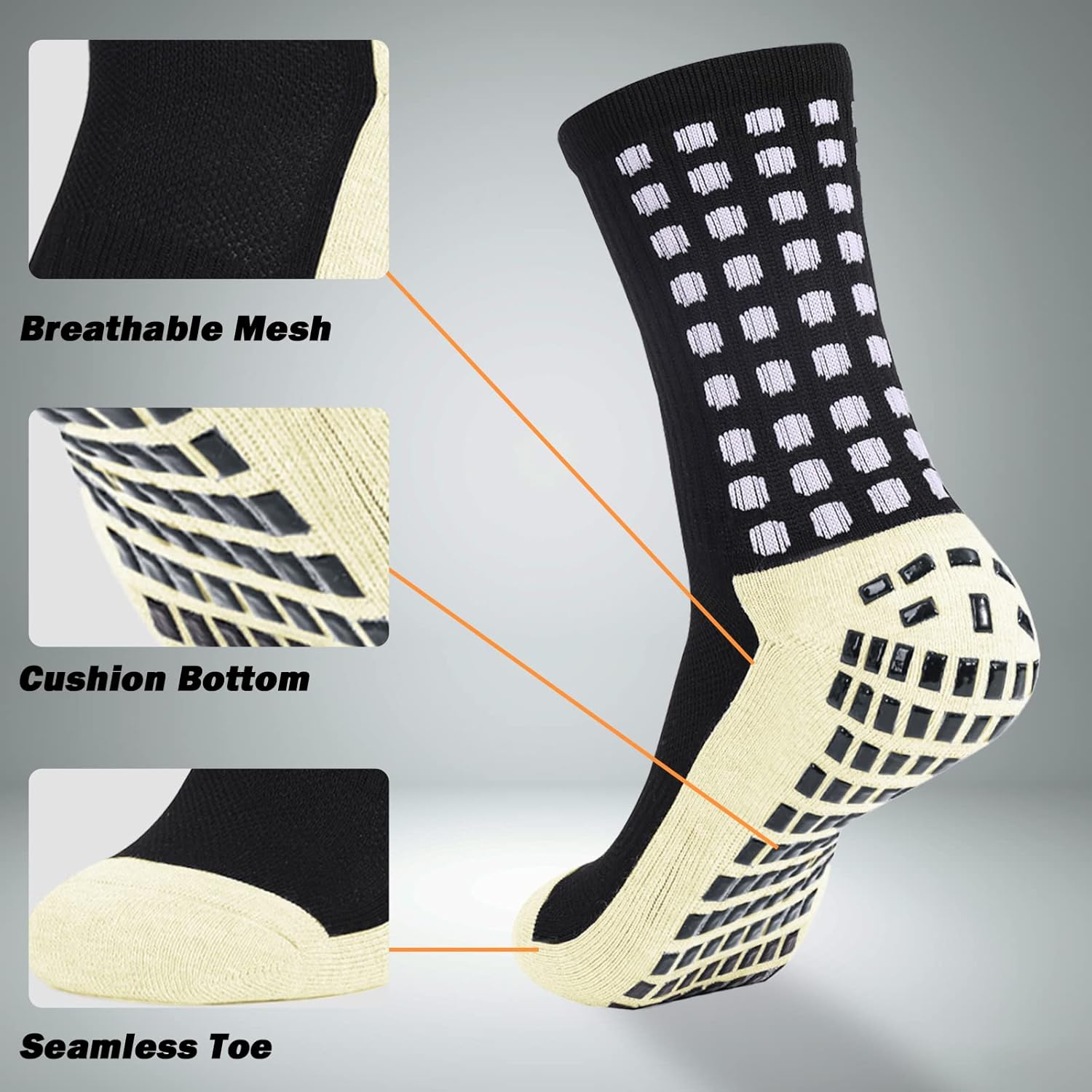 Miniatura 6 de wonhag Calcetines de fútbol para hombre antideslizantes 134 pares de almohadillas antideslizantes para fútbol, baloncesto, deportes con pinzas