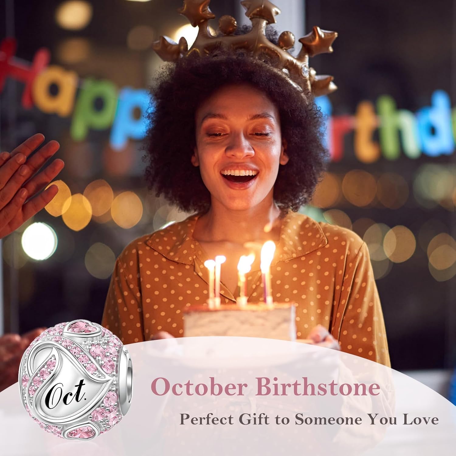 JIAYIQI Birthstone Charms for Bracelet Necklace 925 Sterling Silver Bead Love Heart Charms Happy Birthday Charms for Women - Image 3