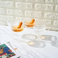 Vista 5 de Copas de acrílico vintage Art Deco inastillables Coupé Martini, champán y cóctel Juego de 4 vasos de plástico Tritan acanalado de 8 onzas de Claro