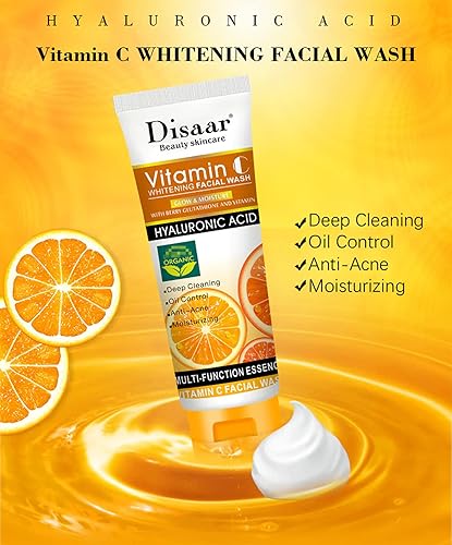 Miniatura 4 de Cuidado de la piel Vitamina C Espuma de lavado facial Ácido hialurónico Berry Glutatión Limpieza Hidratante Anti-Acné Aceite Control Esencia 3.4 fl